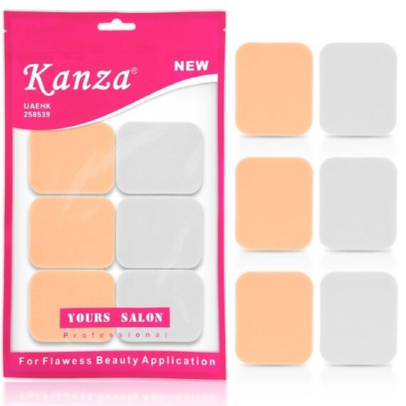 6 Pcs Makeup Sponge Set Square Shaped Beauty Blender Cosmetic Makeup Puff for Face Velour Puff Set for Loose Powder Mineral Powder Applicator Foundation Makeup Tool Set (Beige & White)