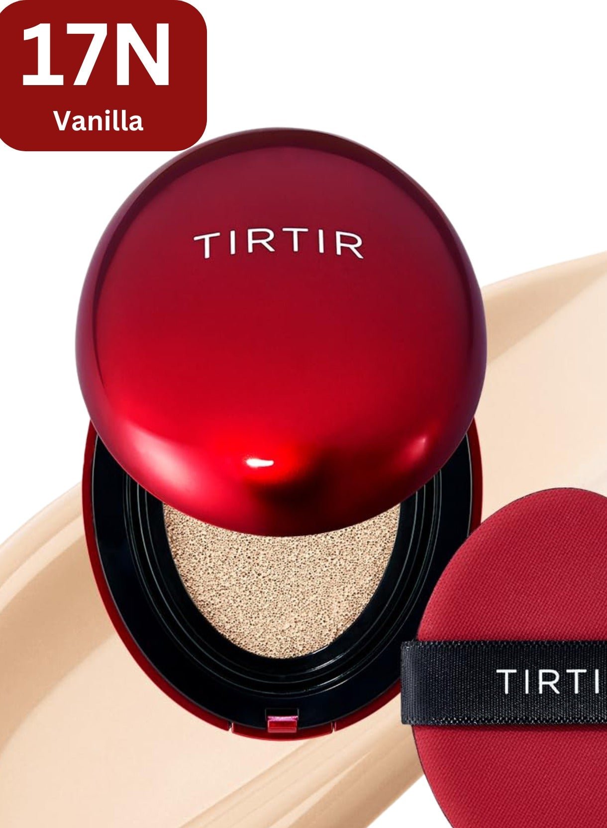 TIRTIR Mask Fit 17N Vanilla Red Cushion Foundation | Full coverage, Weighless, Skin fit, Satin Glow Finish, Korean cushion foundation