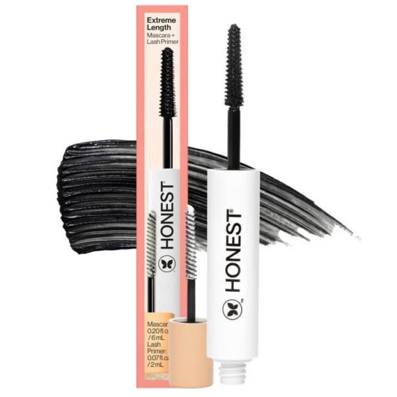 2-in-1 Extreme Length Clean Mascara + Lash Primer | Lengthening + Volumizing | EWG Verified + Cruelty Free | Black, .27 fl oz