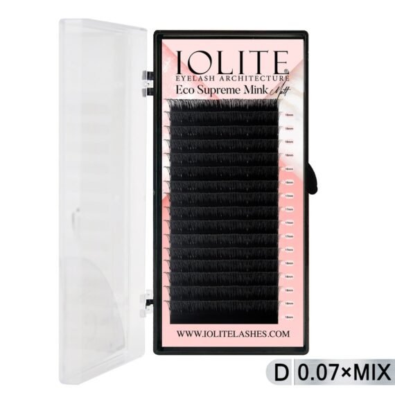 Iolite Eco Supreme Mink Matt Lash Extension Tray D – Curl – 0.07T (6mm–15mm) – Matt Finish, Premium Eco-Friendly Eyelashes for Lash Artists ISMMD7T - Mix2