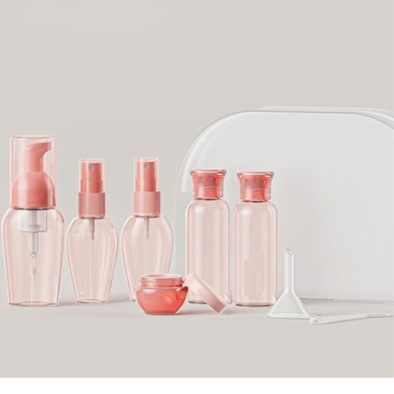 Toiletries Travel Bottles, 8-Piece Travel Container Set, Portable Cosmetics Dispensing Bottle Set, Spray Bottle Shampoo Shower Gel Push-Type Lotion Bottle