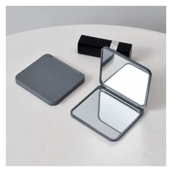 Simple Square Folding Mirror Double Side Compact Mirror Vanity Mirror For Purse Perfect For Travel And Touch-ups(grey)