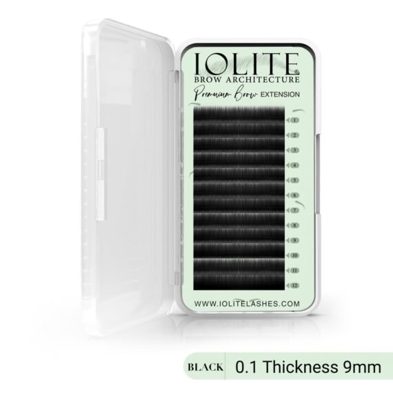 Premium Eyebrow Extension Brow I; False Eyebrows in Tray - Brow Extension 0.10T Thickness ; Length - 8mm, 9mm, Mix - Black - 9mm