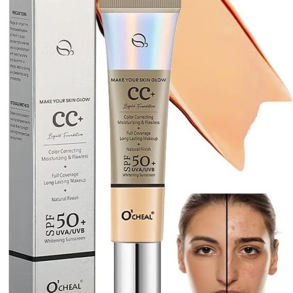 CC Cream, Full Coverage Foundation With SPF 50+ Whitening Sunscreen, CC Cream Foundation Anti-Redness, Colour Correcting And Brightening Face Cream, Skin Tone Adjusting CC Cream, Natural