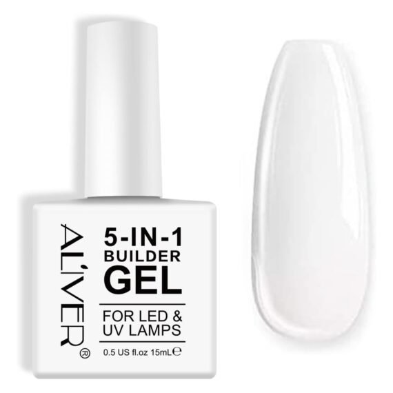 Nail Polish Builder Gel for Nails 5 in 1 Builder Base Strengthening Gel 15ml UV/LED Nail Polish Gel for Broken Nails Repair Nails Extension Nail Art Decoration