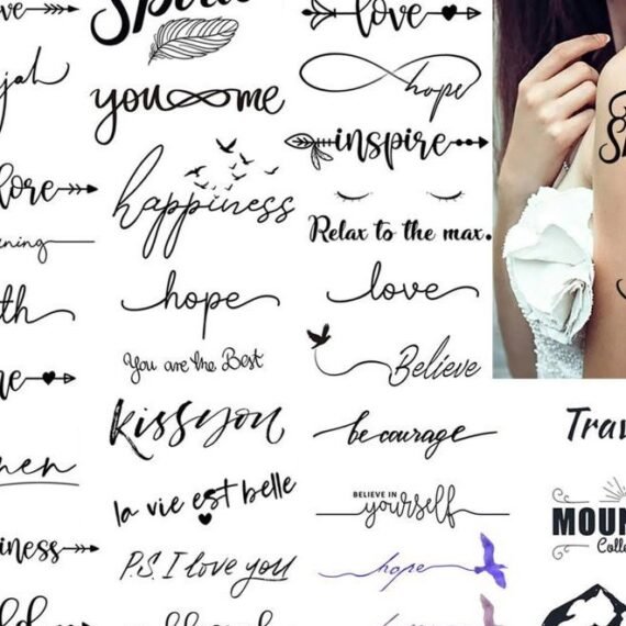 36 Designs Temporary Tattoos Faith Words Hope Love Happiness Letters Believe Fake Tattoos for Women Girls Men Adults