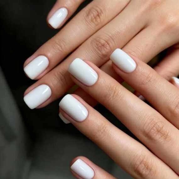 Pure White Press On Nails Square Shape for Women, Glossy Solid Color Artificial Nails with Clean Finish, Classic Minimalist Fake Nails for Daily Wear, Office Style, Wedding, Casual and Formal Occasions, Elegant White Nail Design with Timeless Look