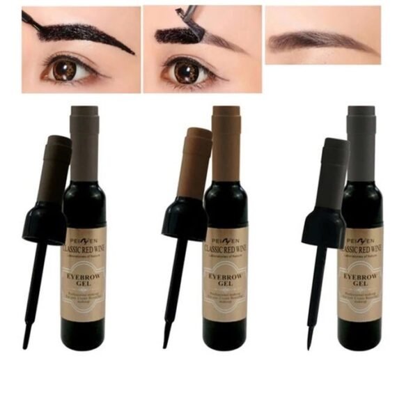 Wine Eyebrow Gel 3 Colors Bottle Tattoo Brow Tint Beauty Dyeing Cream Peelable Tearing Colouring Gel Waterproof Quick Dry No Smudge Easy to Color