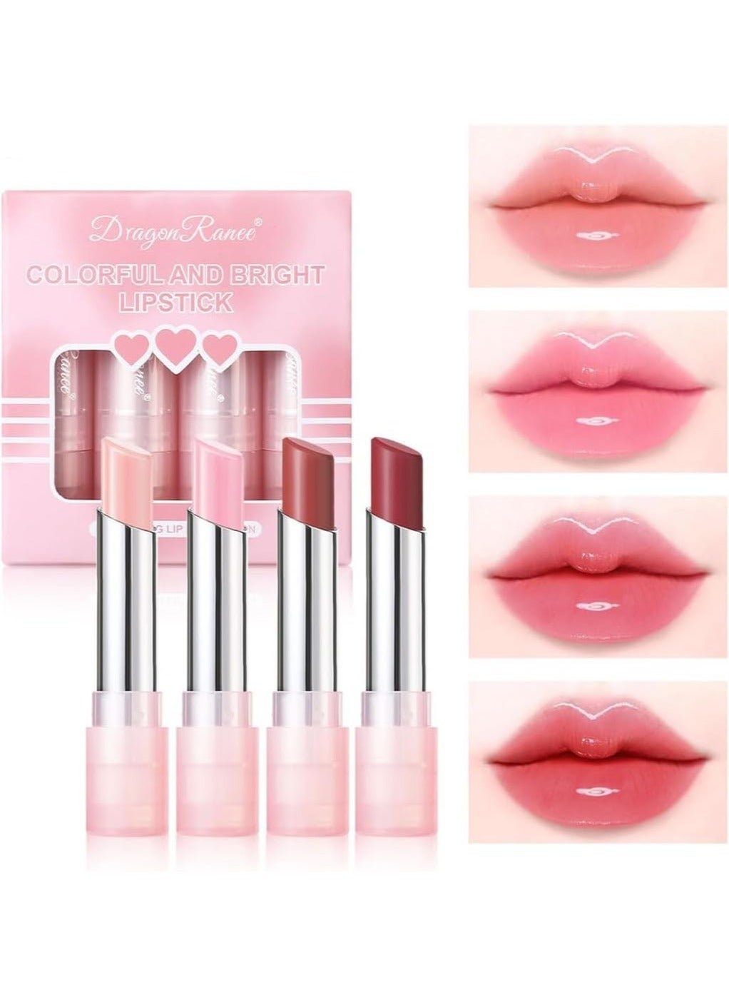 4Pcs Magic Color Changing Lipstick, Moisturizing Lip Tinted Glaze Set for Women