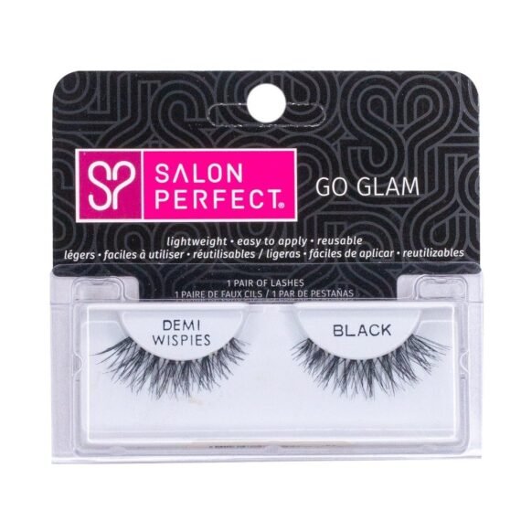 Salon Perfect Black Go Glam Demi Wispies Strip Eyelashes – Natural Look, Lightweight & Comfortable – Professional Quality False Lashes