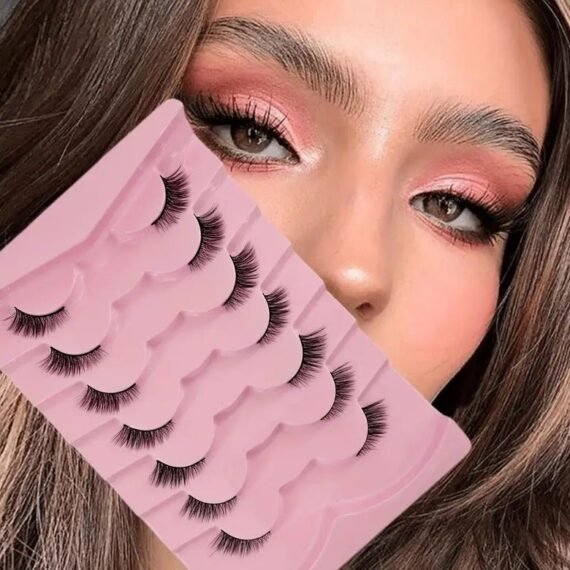 7 Pairs Half Eye Lashes Thick Fluffy Cat Eye Faux Mink False Eyelashes, Short And Long Volume Lashes
