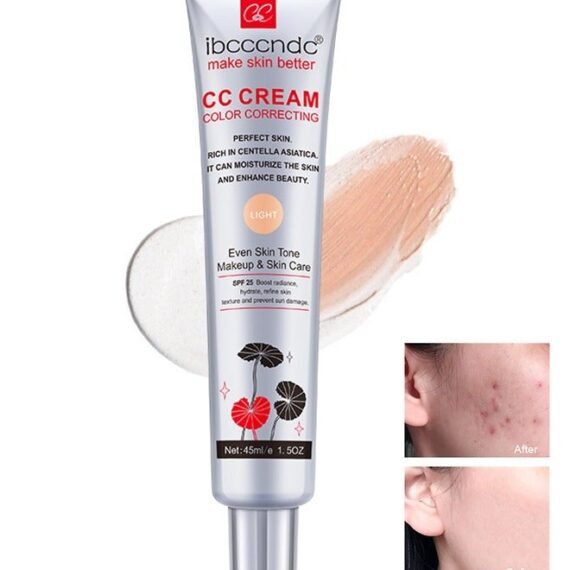 CC Cream Color Correcting with Centella, Multi-Purpose Skin Tone Adjusting CC Cream Concealer, SPF 25 Sunscreen Moisturizing Pre-Makeup Primer, Coverage Lightweight Foundation, Even Skin Tone (Light)