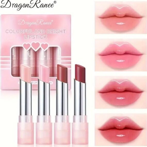 4-color lipstick set box, lip balm repair and moisturizing, color-changing lipstick, anti-cracking, temperature-changing lipstick, long-lasting moisturizing without fading, moisturizing lipstick, waterproof jelly color-changing lipstick, long-lasting moisturizing and hydrating, non-sticky cup, waterproof lipstick, 4pcs set box