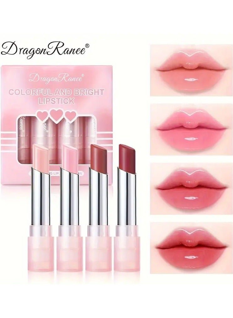 4-color lipstick set box, lip balm repair and moisturizing, color-changing lipstick, anti-cracking, temperature-changing lipstick, long-lasting moisturizing without fading, moisturizing lipstick, waterproof jelly color-changing lipstick, long-lasting moisturizing and hydrating, non-sticky cup, waterproof lipstick, 4pcs set box