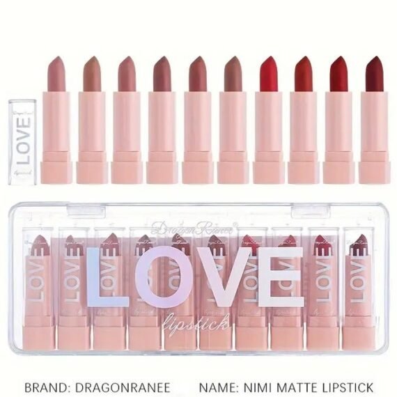 10pcs lipstick set, small lipsticks do not fade and are easy to apply, convenient to carry, matte velvet lipsticks combination set in bean paste color nude multi-colors that are not easily stained on cups, moisturizing lip glosses and lipsticks