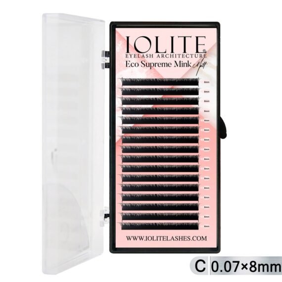 Iolite Eco Supreme Mink Matt Lash Extension Tray C – Curl – 0.7T (6mm–15mm) – Matt Finish, Premium Eco-Friendly Eyelashes for Lash Artists ISMMC7T - 8MM