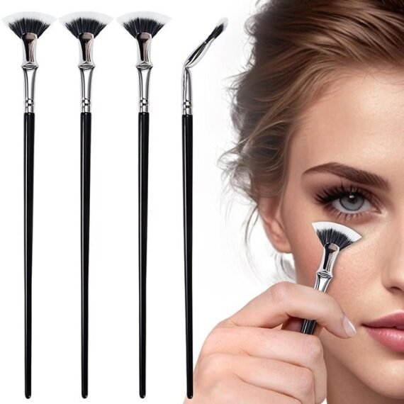 4 PCS Folding Angle Scalloped Lash Brush, New Upgraded Eyelash Fan Brush, Eyelash Separation Tool, Soft Bristles Eyelash Comb, Lengthening Eyelash Makeup Tool, Suitable for Any Make-Up Look