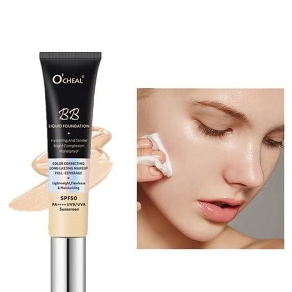 BB Liquid Foundation Color Correcting Long Lasting Maseup Full Coverage Lightweight, Flowlesss&Moisturizing Instant Age Rewind Perfector BB Cream Sunscreen SPF50(02#Natura)