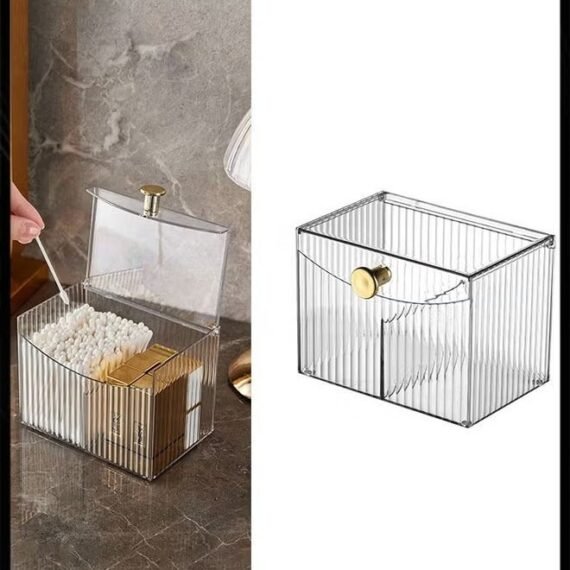 Women Cosmetic Transparent Storage Organize Holder Makeup Brush Desktop Dustproof Storage Box with Lid Compartment
