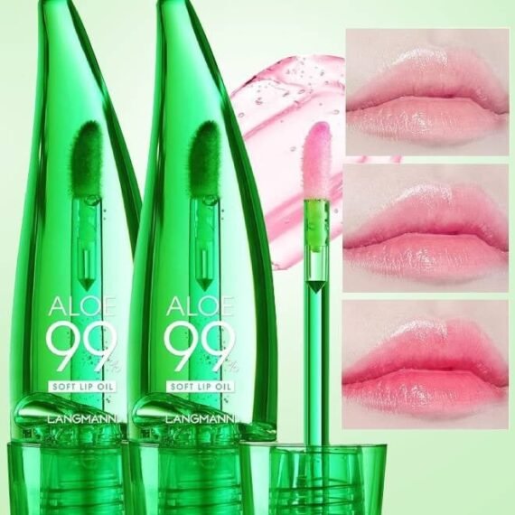 2PCS Aloe Vera Lip Oil Magic Color Changing Lipstick Gift Set Long Lasting Nutritious Lip Oil Kit Lips Moisturizer Aloe Vera Lip Stick Color Change Lip Gloss Mood Lipstick Lips Shine Primer Lip Balm