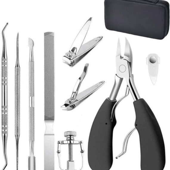 10 Pieces Ingrown Nail Clippers Kit With Stainless Steel Nail File, Toenail Tools, Toenails Treatment, Pedicure Tool Set, Professional Clipper For Thick Nails, Toe Nail Manicure Lifter With Carry Case