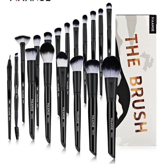 18 Pcs Professional Makeup Brushes Set - Black Edition for Flawless Application