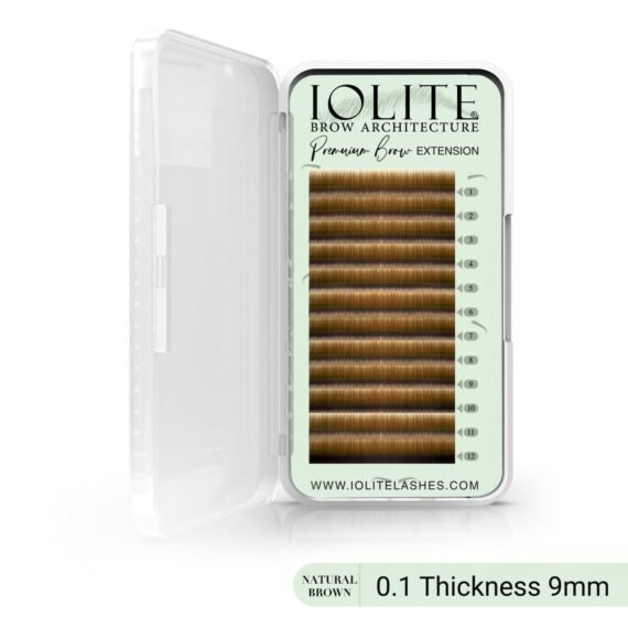 Premium Eyebrow Extension Brow-I; False Eyebrows in Tray - Brow Extension 0.10T Thickness ; Length - 8mm, 9mm, Mix - Natural Brown - 9mm