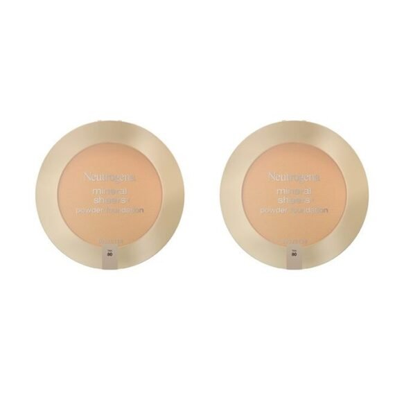 Mineral Sheers Compact Powder Foundation, Lightweight & Oil-Free Mineral Foundation, Fragrance-Free, Tan 80.34 oz (Pack of 2)