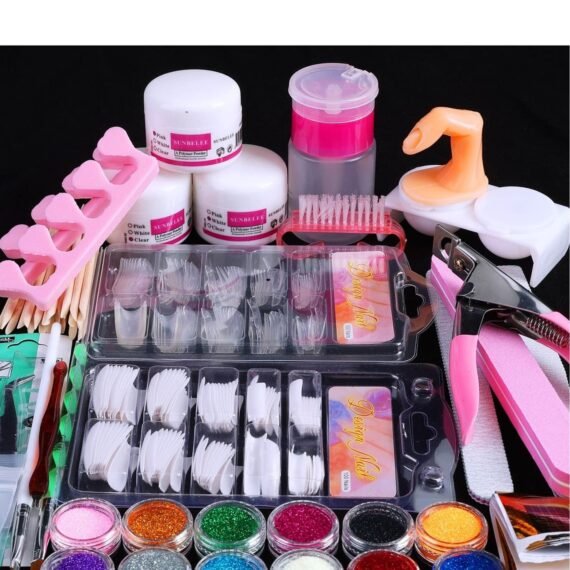 Acrylic Nail Art Set with Acrylic Powder, 12 Glitter Acrylic Powder Kit Nail Art Tips Nail Art Decoration, DIY Nail Art Tool Nail Supplies Acrylic Nail Kit for Beginners (Professional)