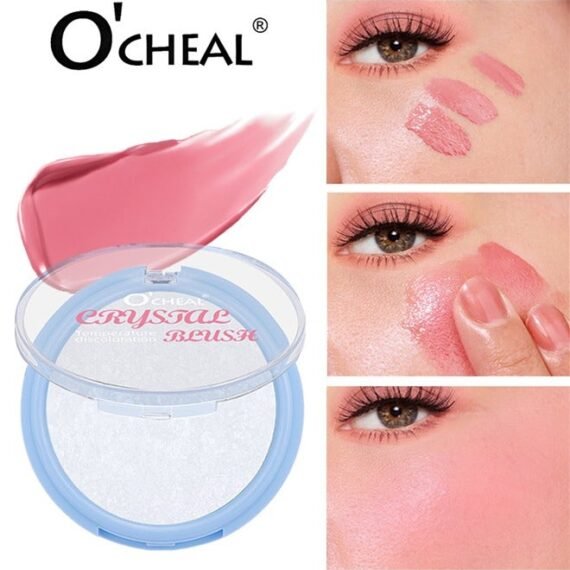 Crystal Temperature Discoloration Blush-for Natural Makeup Look ,Color Changing Rouge for Cheek and Lips Waterproof Blush Gel Glossy Shiny Finish Blush Makeup Moisturizing Blush