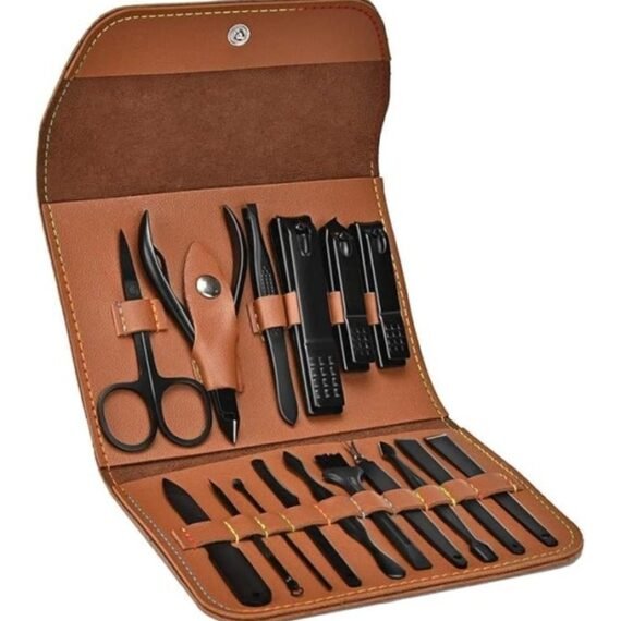 Sailunte Manicure Set, Professional Stainless Steel Pedicure Nail Clipper Tools Kit with PU Leather Folding Case，Women Men Scissors Cutter Set，16 In 1 Travel Grooming Care Tool Kits