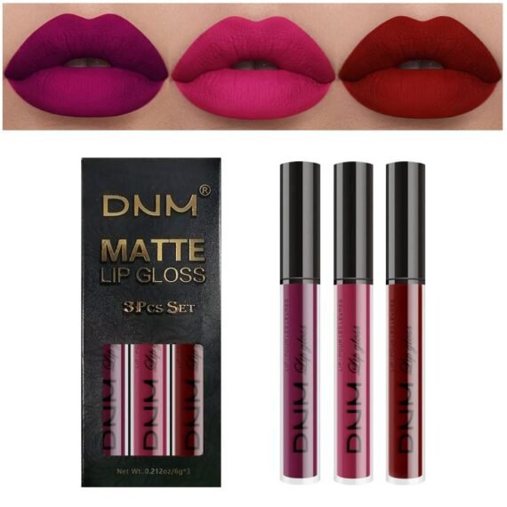 3Pcs Dark Red Purple Matte Liquid Lipstick Sets, Matte Lipstick Lip Stain Long Lasting 24 Waterproof Lip Gloss Gift Set Matt Lipsticks Set for Women Lippies (Set01)