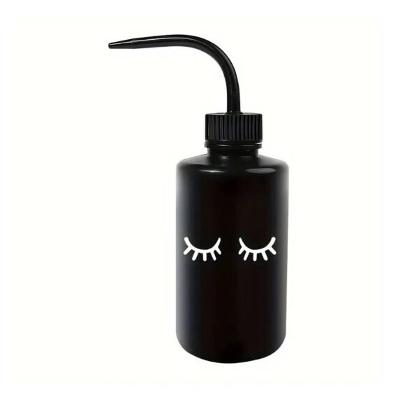 1pc ProClean Eyelash Extension Cleansing Bottle, Curved Nozzle Leak-Proof Container for Lash Grafting, Makeup Tools, Salon Use - Unscented, Power-Free, Battery-Free(black)