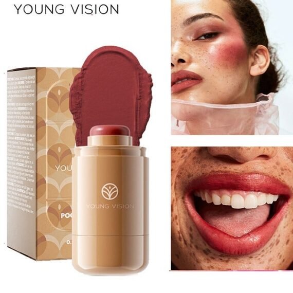 Pocket Blush Long Lasting Smooth Lipstick Blush Stick, Matte Highly Chroma Blusher Paste, Waterproof Blusher Cream #06
