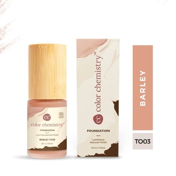 Color Chemistry Barley Liquid Foundation - 30 ml, Enriched With Rosehip Andgreen Tea, For Luminous Natural Finish, Buildable Coverage, And Certified Organic