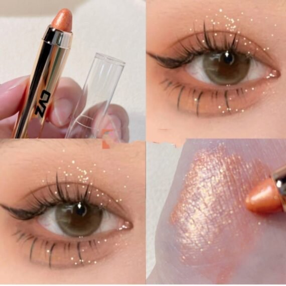 2-in-1 Pearlescent Eyeshadow Makeup Pen, Melt Roller Highlight Pen Eyeshadow Stick,Waterproof Eyeshadow Stick,Double Headed with brush Lying Silkworm Shimmer Eye Shadow Pen Pearlescent #2