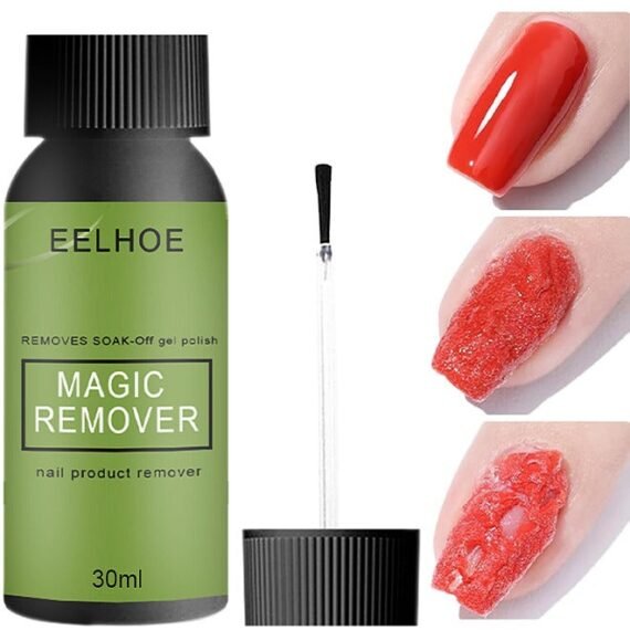 Gel Nail Polish Remover, Professional Nail Polish Magic Remover In 3 Mins Quickly Removes Soak Off Gel Polish UV Art Nail Lacquer 30ML