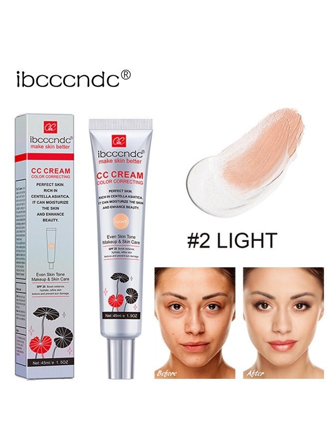 Make Skin Better-CC Cream Color Correcting,Multi-Purpose Skin Tone Adjusting CC Cream Concealer Full Coverage, SPF 25 Sunscreen Moisturizing Pre-Makeup Primer Brightening For Mature Skin #02(LIGHT)