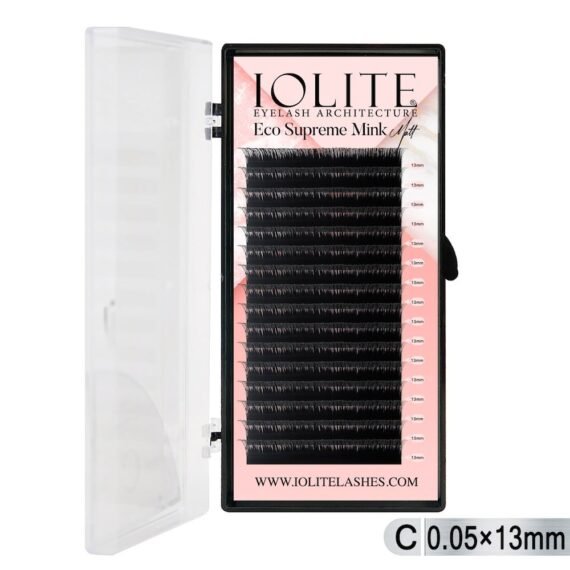 Iolite Eco Supreme Mink Matt Lash Extension Tray C – Curl – 0.5T (6mm–15mm) – Matt Finish, Premium Eco-Friendly Eyelashes for Lash Artists ISMMC5T - 13MM