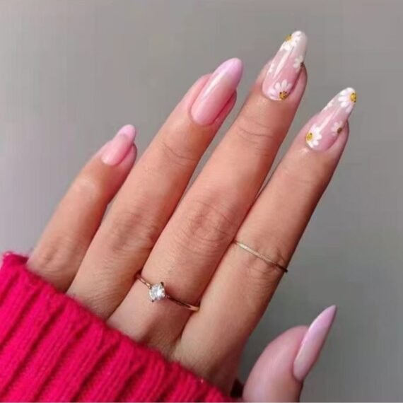 Press on nails,24Pcs,French Pink Edge Wearable Nails, Fashionable and Minimalist Nail Tips for Effortlessly Creating an Elegant French Style, Perfect for Any Occasion,Fake Acrylic Nails With Glue Kit.