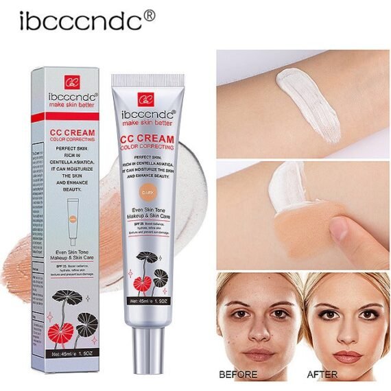 New CC Cream, Color Correcting Moisturizing Makeup Basin Foundation For Mature Skin, All-In-One Face Sunscreen And Foundation With Pre-makeup Primer And Skin Concealer (DARK)