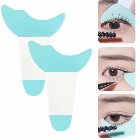 Eye Makeup Tool, Eyelash Eyeshadow Silicone Auxiliary Protection Reusable Prevent Soiling Tool Suitable for Professional Artists Beginners 2 Pcs, Blue