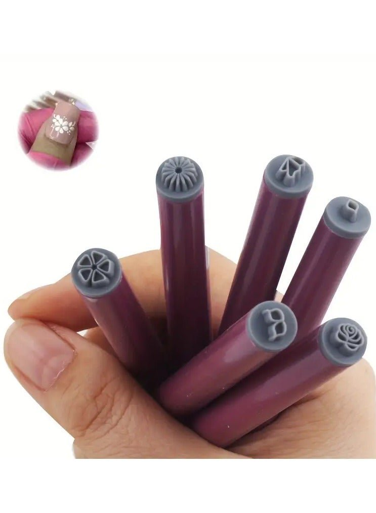 6/10/15pcs Nail Art Stamp Pen Set - Flower Pattern Nail Stamping Plates, Alcohol-Free Nail Art Stamper Kit, Diverse Patterns Nail Dotting Tools for Women, Professional Nail Art Accessories