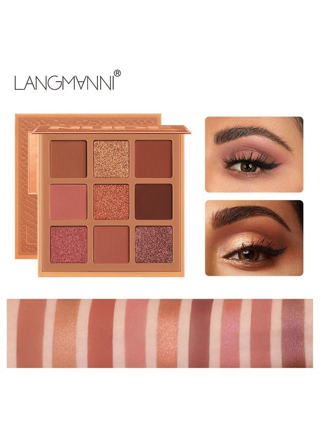 Nude Magical,9 Color Pink Nude Light Warm Color Eyeshadow Palette Makeup,Glitter Matte Natural Neutral Colorful Eyeshadow Waterproof Long Lasting Natural Mixing Pigment Makeup