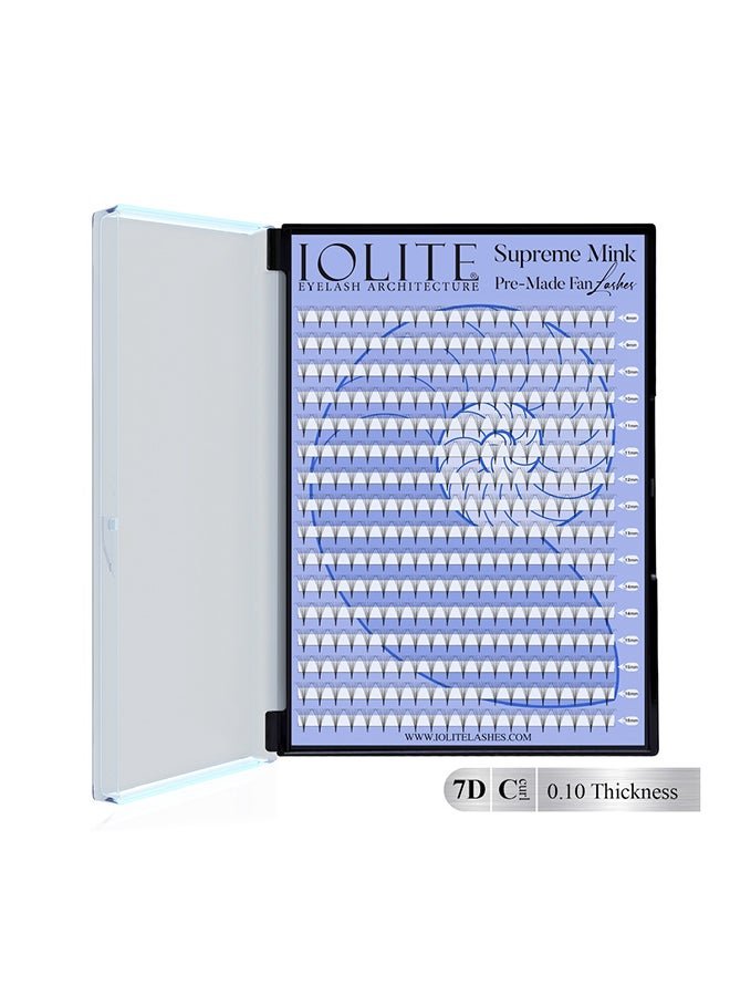 Iolite Eyelash Extensions - 7D Supreme Mink Pre-Made Fan Lash Extensions – C Curl, 0.10T Mix (8mm-16mm) | Fast Application | Premium Volume, Lightweight & Natural | Salon-Quality for Lash Artists ISMP7DC10T - 10MM
