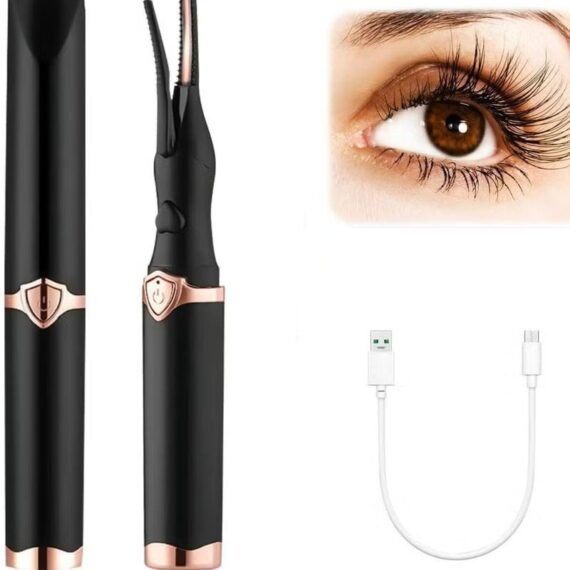 Heated Eyelash Curler, Mini Electric Eyelash Curler, Portable Makeup Electric Eyelash Curling, USB Rechargeable Finalize Eyelash Tool Beauty Tools for Women (Black)