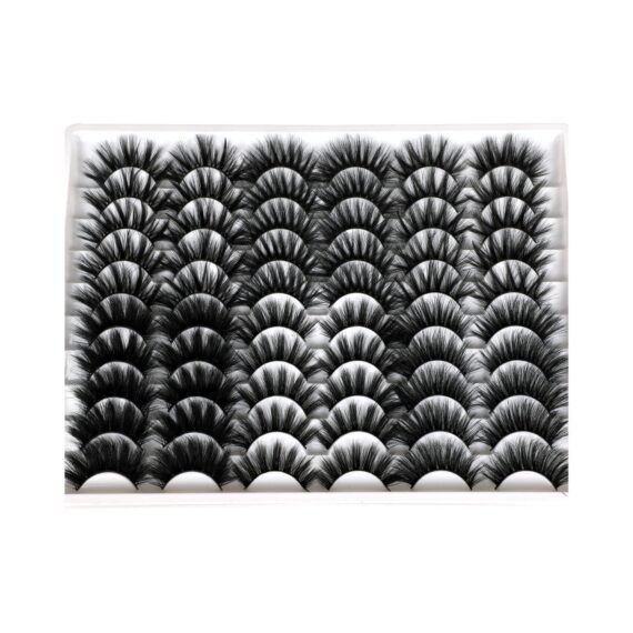 KASTWAVE 30 Pairs False Eyelashes 30MM Mink Lashes 6 Styles Dramatic Look 8D Fluffy Long Fake Eyelashes Wispy 30MM False Lashes Strip Mixed Reusable Eye Lashes Pack