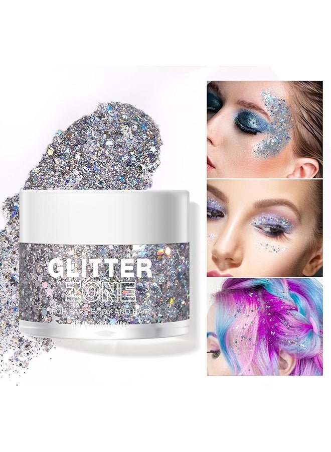 Holographic Body Glitter Gel for Body, Cosmetic-Grade, Face, Hair and Lip Color, Changing Glitter Gel Under Light, Vegan & Cruelty Free - 40ml (#05)