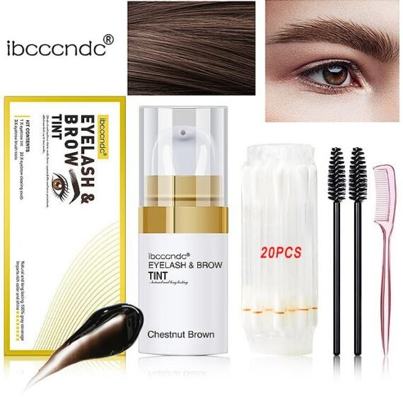 Eyelash And Brow Tint Color Kit, Instant Eyebrow Brown Hair Color Kit Voluminous Coloring For Lash And Brow Perfect Partner For Lash Perm Lift Lamination Treatment, Quick Results (Chestnut Brown)