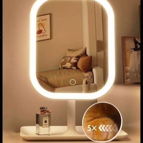 Women LED Makeup Mirror Vanity Mirror With 3 Light Modes Touch Control Portable Stand and Foldable Compact Mirror Vanity Cosmetic Mirror